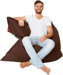 QSack Cult Bag with Toxproof Micro Beads Bean Bag Filling Tested for Harmful Substances, Faux Leather Bean Bag with Inner Cover (Dark Brown)