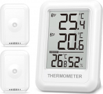 Brifit 2 anduriga v&auml;listermomeeter, temperatuuri ja niiskuse m&otilde;&otilde;tja 100 m / 328 ft &uuml;lekandeulatusega, Max / Min n&auml;idikuga, ℃/℉ l&uuml;liti, termomeeter koju, kontorisse.