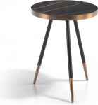 Angel Cerda Round Corner Table Made of Porcelain, Black Marble and Steel in Bronze Tone, Modern and Sophisticated Side Table for Living Room or Reading Area, Diameter 46 x 56 cm