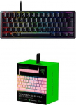 Razer pakett, mis koosneb Razer Huntsman Mini (Purple Switch) Black, DE paigutus + Razer Upgrade Kit koos PBT klahvikorkidega + spiraalkaabel Quartz Pink, US & UK paigutusega