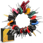 50-teiliges Schl&uuml;ssel-Set f&uuml;r raske Ger&auml;te f&uuml;r Baumaschinen, kompatibel mit Katzen und mehr, Metall-Z&uuml;ndschl&uuml;ssel 14 x 17 mm, verstellbarer Drahtring-Organizer