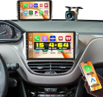 [8Cores 4G + 64G] Hikity Car Radio Android 15 Peugeot 208 2008 2012-2018 9-tolline puuteekraaniga autoraadio 1280 x 720 piksliga 32EQ FM RDS traadita Carplay Android auto navigatsioon WFI Bluetooth tagurduskaamera