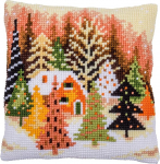 VERVACO Ristpistes tikkimiskomplektid Padja tikkimiskomplekt Algajatele Eelnevalt tr&uuml;kitud j&otilde;ulupuud DIY komplekt Loov komplekt t&auml;iskasvanutele Dekoratiivne padi umbes 40 x 40 cm K&auml;sit&ouml;&ouml;komplekt K&auml;sit&ouml;&ouml;spetsialist Kodu