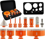 Diamond Tile Drill Set BGTEC Diamond Hole Saw Tile Cutter, 12 Pieces 6/6/8/20/25/35/50/68/110 mm + 20 mm Finger Mill + 50 mm Chamfer Cutter for Porcelain Tiles Ceramic Tiles Marble Granite