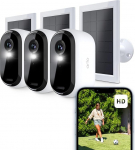 Arlo Essential HD v&auml;livalvekaamera & 3x Solar, juhtmevaba, 1080p video, v&auml;rviline &ouml;&ouml;n&auml;gemine, valgus, liikumisandur, sireen, 2-suunaline heli, Smart Home + Arlo Secure Plan testperiood, komplekt 3, valge