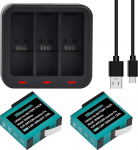 Hisewen asendusaku Insta360 Ace Pro, 2 Pack 1850 mAh aku ja laadija, mis &uuml;hildub Insta 360 Ace/Ace Pro/Ace Pro 2 tegevuskaameraga.