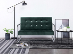 Chusui 2 Seater Sofa with Armrests, Couch for Living Room, for Flats, Couch with Sleep Function, Lounge Sofa, Sofas & Couches, Relax Sofa, Dark Green Chrome and Velvet