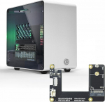 ElectroCookie Raspberry Pi 5 korpus, alumiiniumist mini-torni korpus M.2 NVMe SSD PCIe m&uuml;tsiga ja aktiivse RGB valgustusjahutusega (h&otilde;bedane)