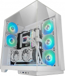 Mars Gaming MC-3GF, Gaming Case ATX, kolmekordne karastatud klaas, 2 x 120 mm ARGB tagumine ventilaator, vertikaalne GPU kinnitus, PC-torn, mis toetab kuni 360 mm vedelikjahutust, valge