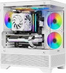 Nuwo Flow FH100 Micro-ATX Mini-Tower PC korpus | 3 ARGB ventilaatorit 120 mm | Panoraamaklaasist esi- ja k&uuml;lgpaneel | Valge