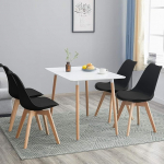 Moodne s&ouml;&ouml;gilaudade komplekt, ristk&uuml;likukujuline laud ja toolid t&auml;ispuidust jalgadega, s&ouml;&ouml;gikomplekt koju, kontorisse, k&ouml;&ouml;ki, kaasaegne laud + 4 tooli, must