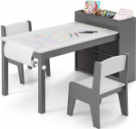 FANTASK laste laud 2 tooliga 2 in 1 puidust hoiukomplekt Hall
