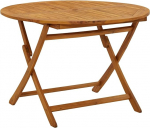 110 cm runder klappbarer Gartentisch &ndash; Couchtisch f&uuml;r den Au&szlig;enbereich, massives Akazienholz, tragbarer Esstisch f&uuml;r Terrasse, Deck und Hinterhof, witterungsbest&auml;ndig und stilvoll