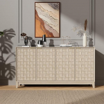 COLAMY Sideboard 150 cm Holz mit Stauraum - Modernes Sideboard f&uuml;r Wohnzimmer, K&uuml;chenschrank mit verstellbaren Einlegeb&ouml;den, Buffet Schrank mit 3D Holzfront Naturholzfarbe