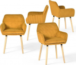 MEUBLE hubane s&ouml;&ouml;gitoa toolid 4 k&ouml;&ouml;gitoolist koosnev komplekt Polsterdatud toolid k&auml;etugedega, Corduroy iste t&auml;ispuidust jalad, toolid s&ouml;&ouml;gituppa, elutuppa, magamistuppa, kollane