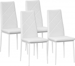 HOMCOM s&ouml;&ouml;gitoa toolid 4 k&ouml;&ouml;gitoolist koos seljatoega, kunstnahast, polsterdatud tool jalapadjaga, elutoa tool, s&ouml;&ouml;gilaua terasjalgadega toolid, valge