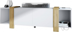 Vladon Lowboard Ida 149 x 45,5 x 34 cm telerilaud 4 sektsiooniga ja PTO ustega, valmistatud Saksamaal, korpus mattvalge, naturaalsed tammepaneelid | suur v&auml;rvivalik