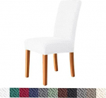 &Uuml;hev&auml;rvilised toolikatted s&ouml;&ouml;gitoa toolidele, 1/4/6/10 komplekt Jacquard toolikatted k&otilde;rge seljatoe jaoks Stretch kangas eemaldatav pestav tooli kaitsjad (valge, 6 t&uuml;kki)