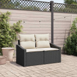 Modulares Gartensofa Poly-Rattan als rechteckiges Gartensofa im Gartenm&ouml;bel-Set mit Kissen f&uuml;r Outdoor-Bereiche 123 x 62 x 69 cm
