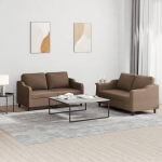 2-TLG. Sofagarnitur Set Braun Couch Stoff ausgezeichneter Platz zum Entspannen f&uuml;r Plaudern und Fernsehen