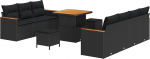 Modulares Gartensofa-Set 14-teilig in Schwarz aus Poly-Rattan mit Kissen, schwarzes Sofaset f&uuml;r die Terrasse als Gartenm&ouml;bel-Set