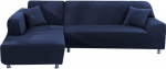 Jacquard-sofa komplekt L-f&ouml;rmiges Ecksofa jaoks - Super-Stretch-M&ouml;belschutz (merev&auml;e sinine, 3+3 istekohaga)