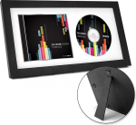 FramePro CD Music Frame Display Case Display 36,2 x 19,61 cm Disc ja CD Box Ehtne klaas EVA vahuga ja lauaplaadiga Alus Massivpuit Valge