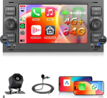 Hodozzy Carplay autoraadio Ford Transit Fiesta Focusile USB C-ga, 7-tolline Fordi autoraadio 2 DIN Bluetooth Android Car/Navi/WiFi/DSP/FM/RDS/SWC + tagurduskaamera