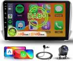 【8 Kern 4+64G】 Hodozzy Carplay DAB Autoradio f&uuml;r Peugeot 208/2008 2012-2018, 10 Zoll Touchscreen Android Autoradio mit Android Auto/WiFi/GPS/RDS/FM/Bluetooth/USB+R&uuml;ckfahrkamera