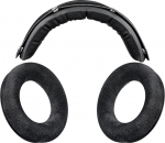 SOULWIT asenduskomplekt Beyerdynamic DT 770/DT770 PRO k&otilde;rvaklappidele, veluurist k&otilde;rvapadjad + valgenahkne peapael k&otilde;rvaklapp - must
