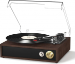 FYDEE plaadim&auml;ngija, plaadim&auml;ngija stereok&otilde;lariga, kahesuunaline Bluetooth 5.4, otsene USB salvestamine vin&uuml;&uuml;lilt MP3-le, 3 kiirust (33/45/78), RCA v&auml;ljund, Retro Ebony