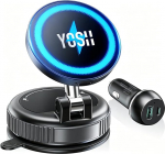 YOSH Magsafe autokinnitusele 60 W autolaadijaga, [Vaakum iminapp ja N55 tugevad magnetid], mobiiltelefoni hoidja auto Magsafe laadijale, laadimisfunktsiooniga 15 W iPhone 17 16 15 14 13 12 Samsung Pixelile
