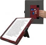 kwmobile kaitsekott &uuml;hildub Amazon Kindle Scribe 11-tollise (2025) Flip Case'iga - kate koos k&auml;erihmaga - s&uuml;damehari tumepunane