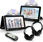 Pyle DVD-m&auml;ngija auto - 2 peatoe monitori 10,5 tolli (27 cm) tagaistmele - HDMI autoteler lastele koos k&otilde;rvaklappidega, USB SD AV sisse/v&auml;ljundiga