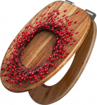 banjado Design WC Sitz Bambus Absenkautomatik 45,8x37,5cm - Toilettendeckel mit Absenkautomatik Holz - hochwertiger Bambus Klodeckel - WC-Sitz f&uuml;r g&auml;ngigen Toiletten - Motiv Weihnachtskranz