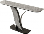 Konsolentisch mit Abgerundeten Ecken, Console Table mit Stabilem Fu&szlig;, Geeignet f&uuml;r Wohnzimmer, Flur, Foyer(Black,150x30x80CM/59x12x31IN)