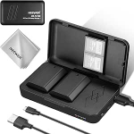 NEEWER asendusakude ja laadija komplekt NP-FZ100 jaoks, 2 pakki 2280mAh akusid ja kahe kanaliga USB laadija, &uuml;hildub Sony ZV-E10II, A9III, A7CII, ZV-E1, A7III, A7IV, FX3, FX30, A6700, A7RV mudelitega.