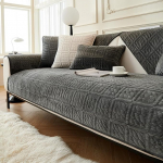 Upgrade Milky Velvet Super Soft Diivan Cover, L-kujuline, U-kujuline, 1/2/3/4-kohaline diivanikatte komplekt, universaalne libisemisvastane diivanikaitse, viskamine, kaitsev tekk elutuppa (tumehall, 70 x 180