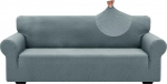 ZNSAYOTX Jacquard-Couch&uuml;berzug f&uuml;r 3 Kissen, Couch, Wohnzimmer, hoher Stretch-Sofabezug, haustierfreundlich, rutschfest, verdickt, M&ouml;belschutz, suurus L, neues Muster, Hellgrau, 1 St&uuml;ck