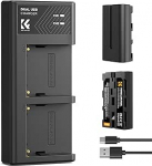 K&F CONCEPT NP-F550 2-Pack 2600 mAh akud ja LED-laadijakomplekt, mis &uuml;hildub Sony NP-F550 F570 F750 F770 F930 F950 F960 F970 LED-valgustite/monitori/kaamera liuguriga.