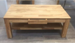Kohvilaud sahtli ja riiuliga 70 x 115 x 46 cm Massiivne tammepuust laud