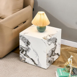 Wei&szlig;er Marmor Beistelltisch k&otilde;rval Diivan W&uuml;rfel Faux Marmor Kleiner Beistelltisch Couchtisch Modern Elegant Nachttisch f&uuml;r Schlafzimmer Wohnzimmer - Vollst&auml;ndig monteeritud (15,75 x 15,75 x