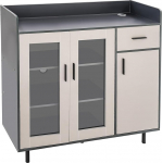 K&uuml;chenschrank mit Arbeitsplatte, Kaffeebarschrank, K&uuml;chenkommode mit 1 Schubladen, 3 T&uuml;r, Sideboard-K&uuml;che mit Transparente Glast&uuml;r Drahtloch, Buffetschrank f&uuml;r K&uuml;che, Esszimmer, Wohnzimmer 100x34x92cm