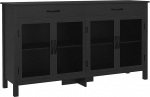 HOMCOM madal laudm&ouml;&ouml;bel 4 uksega reguleeritavate riiulite ja 2 sahtliga elutuppa k&ouml;&ouml;ki s&ouml;&ouml;gituppa - t&ouml;&ouml;stuslik stiil - 150 x 40 x 85 cm mustana