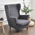 Highdi 2-osaline Jacquard Wing Chair Cover, tugitoolide katted, Wing Chair kaitsvad katted, elastne Stretch tool Cover koos k&auml;etoega, k&otilde;rge seljatoega, universaalne (tumehall)
