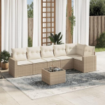 6-TLG. Garten Sofa Set Poly Rattan Schwarz mit wasserabweisendem Beutel und Kissen als Gartenm&ouml;bel Sofagarnitur mit Stauraum