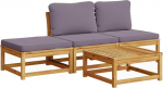 4-teiliges Garten-Lounge-Set Akazie Massivholz 63 cm Tisch 63 x 73 cm Diivan dunkelgraue Kissen modulares Design robust & wetterfest f&uuml;r Terrasse Balkon und kleinen Garten