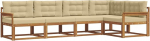 Gartenlounge Set aus Akazienholz, Outdoor-Sofa modular mit bequemen Polstern, Terrassen-Sitzgruppe f&uuml;r Garten und Balkon, 5-teilig, Natur und Beige, 327 x 168,5 cm