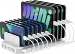 Unitek 96 W 10 pordi USB-laadimisjaam mitmetele seadmetele 2 x QC3.0 ja Smart IC Organiser mobiiltelefonidele, tahvelarvutitele ja muudele USB-seadmetele