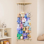 DecorDwell puidust hoiuriiul pehmo m&auml;nguasjade jaoks Pehmed m&auml;nguasjade hoiunurk reguleeritav rippuv riiul M&auml;nguasjad pehmed m&auml;nguasjade hoiustamiseks lastetoas m&auml;ngutuba magamistoas (B)